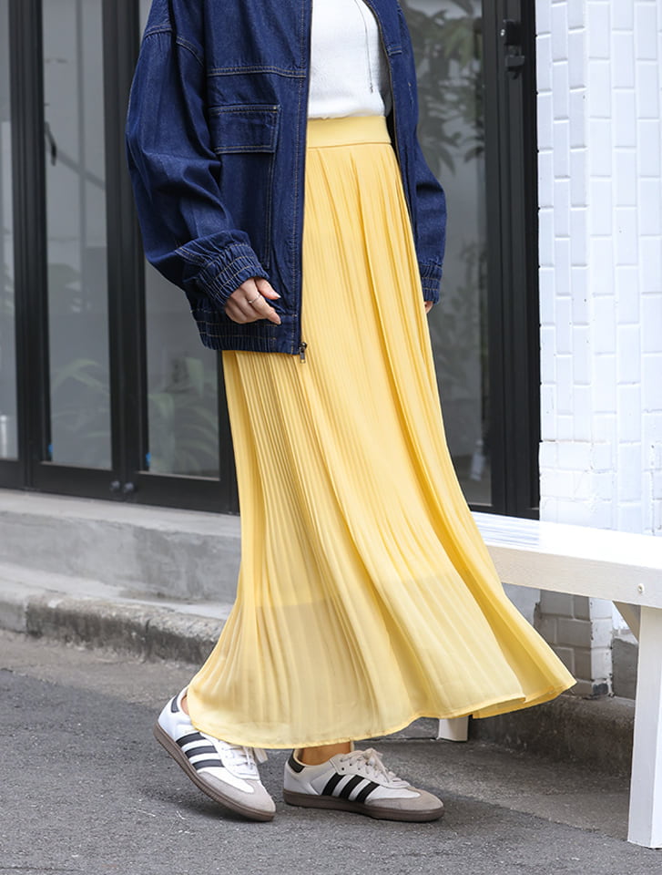 消しプリーツロングスカート