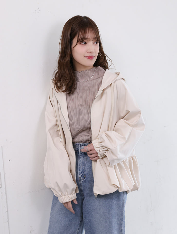 ペプラムジップパーカージャケット