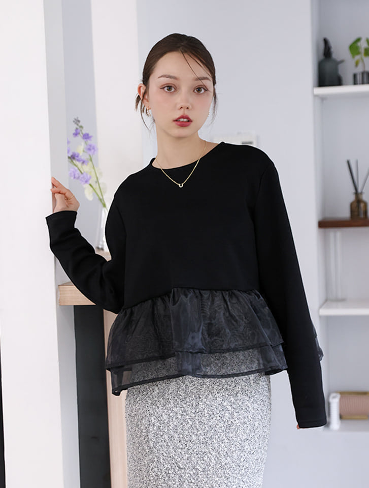 シアーフリルドッキングトップス