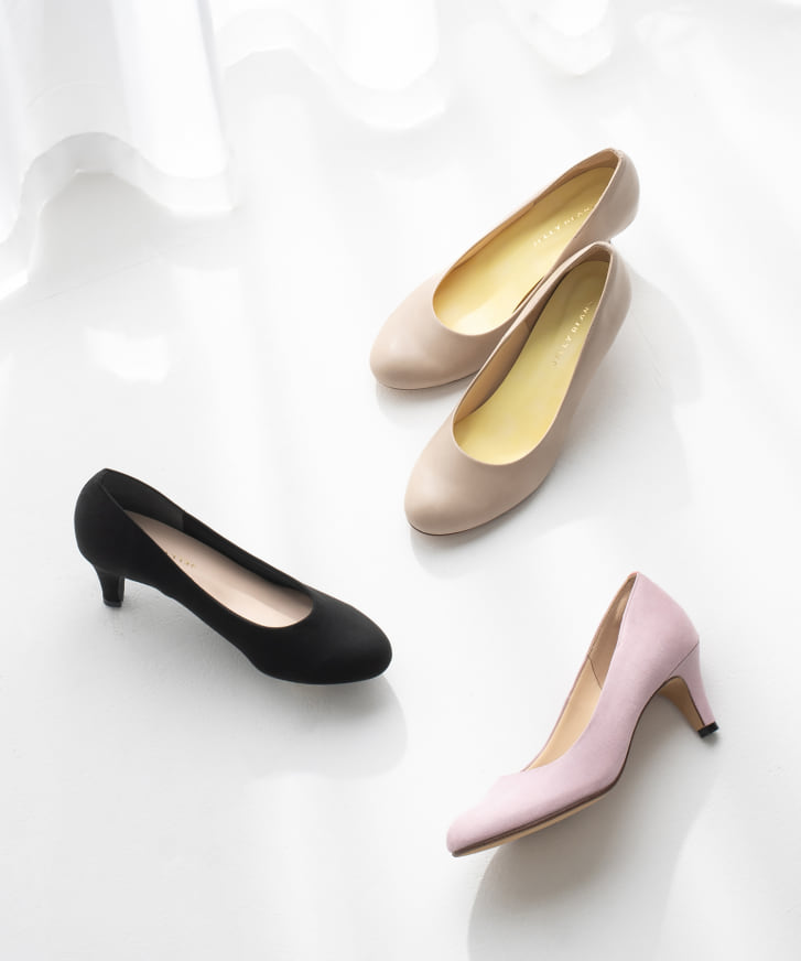 ラウンドトゥプレーン<ふわさら>痛くないパンプス