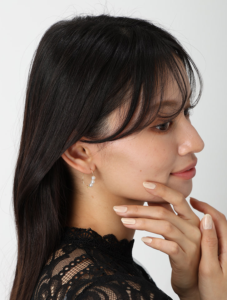 トリプルパールフックピアス