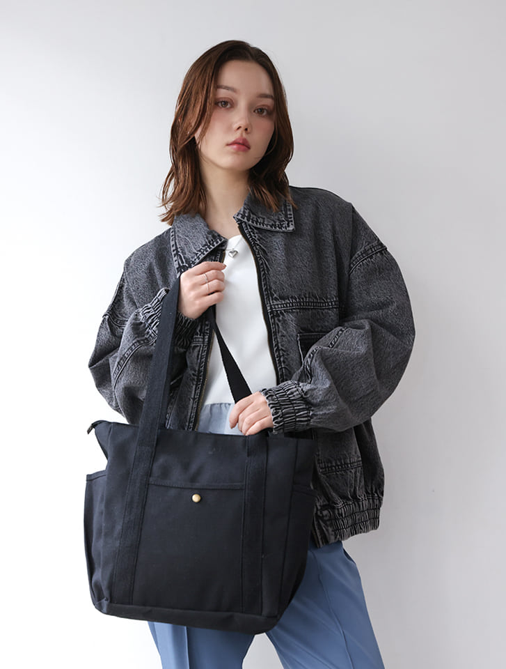 キャンバスポケットシンプルトートバッグ