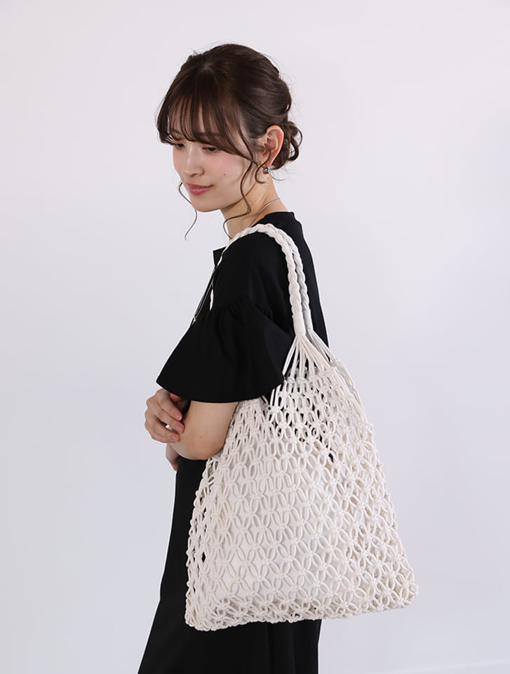 マクラメ編みかごバッグ