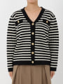 ボーダー金ボタンニットカーディガン