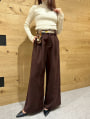 【U150サイズあり】起毛ハイウエストタックワイドパンツ