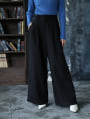 【U150サイズあり】起毛ハイウエストタックワイドパンツ
