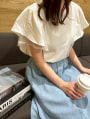 配色ステッチデニムロングスカート