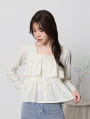 スクエアネックフリルティアードトップス