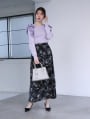 【U150サイズあり】フラワープリントフレアロングスカート
