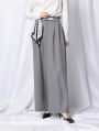 【U150サイズあり】スカーフ付きタックワイドパンツ