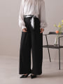 【U150サイズあり】スカーフ付きタックワイドパンツ