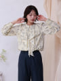 【cho____07セレクト】 フラワープリントパールフリルブラウス