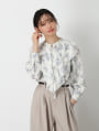 【cho____07セレクト】 フラワープリントパールフリルブラウス