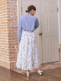 フラワープリントバックゴムフレアスカート