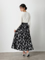 フラワープリントバックゴムフレアスカート
