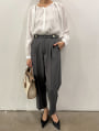 ウエストボタンデザインストレートパンツ