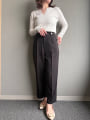 ウエストボタンデザインストレートパンツ