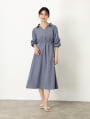 ウエスト切替タックスリーブワンピース