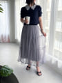 【接触冷感】衿レースビジューニット