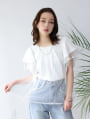 【aya223_bセレクト】チュールドッキングフリルTシャツ