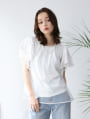 【aya223_bセレクト】チュールドッキングフリルTシャツ