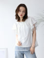 【aya223_bセレクト】チュールドッキングフリルTシャツ