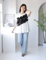 異素材フリルドッキングTシャツ