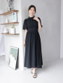 【kanaセレクト】ウエスト切替タックフレアワンピース