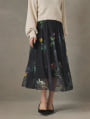 フラワープリントチュールフレアスカート