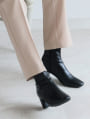 5cmヒール/スクエアトゥストレッチショートブーツ